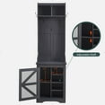thumbnail image 6 of T4TREAM Farmhouse Hall Tree with Shoe Storage Bench, Storage Cabinet with Coat Rack, Black, 6 of 7
