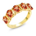 thumbnail image 2 of Gem Stone King Oval Orange Sapphire 2.75 Ct in 18K Yellow Gold Plated Silver Ring (Size 9), 2 of 4