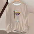 thumbnail image 4 of Craaazy Women's Crew Neck Long Sleeve Mardi Gras Loose Shirts Gifts, 4 of 5