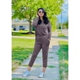 thumbnail image 4 of PRETTYGARDEN Women's Spring Fall 2 Piece Lounge Outfit Long Sleeve Crewneck Pullover Tops High Waisted Pants Set Tracksuit, 4 of 6