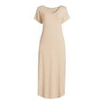 thumbnail image 5 of Time and Tru Women's V-Neck Knit Maxi Dress with Short Sleeves, Sizes XS-XXXL, 5 of 5