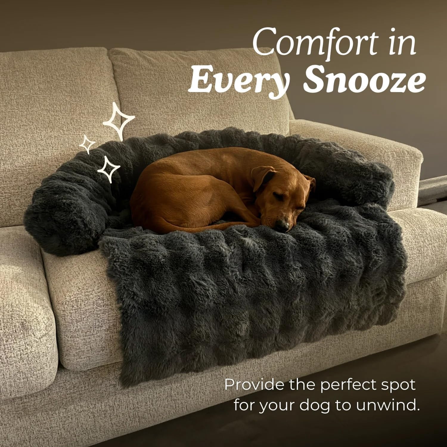 Non-Slip Dog Sleeping Mats, Fluffy Fuzzy Cozy Washable Couch Cover, Puppy Bed Blanket with Waterproof Lining for Medium Small Dogs, Cats, Pets Indoor Sofa, Bed, Dog Crate(wwx)