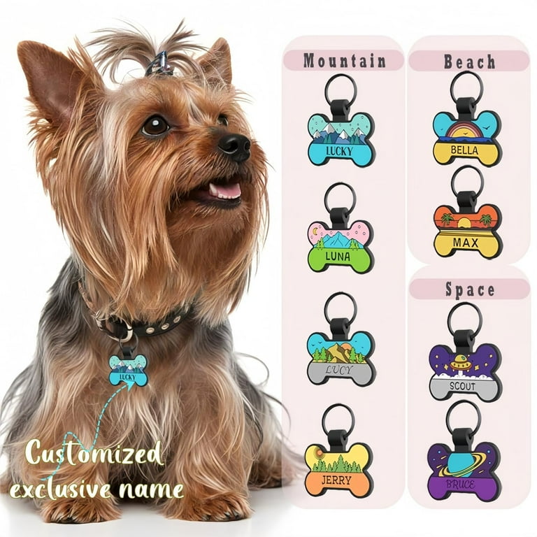 Personalized Silicone Dog Tags Custom Engraved Name Double Sided