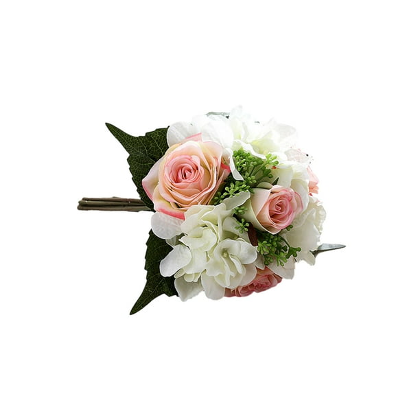Cateissary Ramo de flores artificiales, cabezas falsas, rosas realistas, fiesta, hogar, autoensamblaje, simulación decorativa, pantalla de Decoración Rosa claro