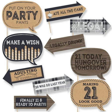 21st Birthday Cookies - Funny Finally 21 - 21st Birthday - Party Photo Booth Props Kit - 10 Count