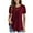 Wine Red, variant on VERABENDI Women's Tops Plus Size Summer Casual Short Sleeve Lace Pleated Tunic Blouse M-4XL