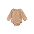 thumbnail image 1 of Qiylii Baby’s Solid Color Bodysuit Button Round Neck Long Sleeve Romper, 1 of 9