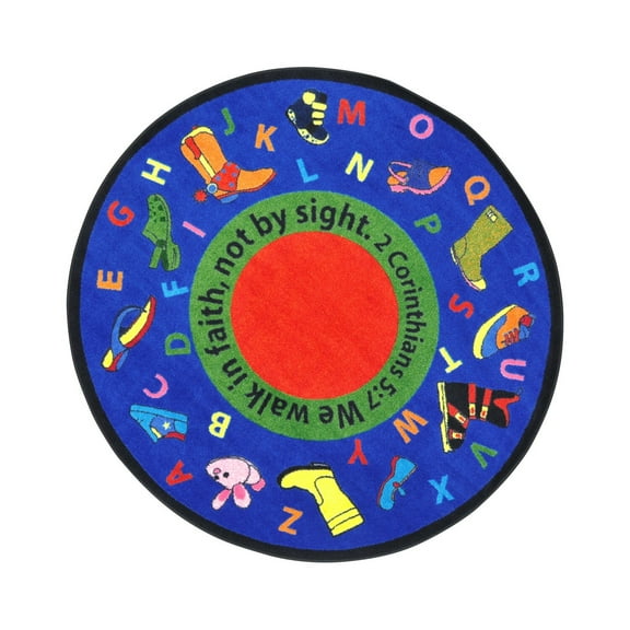 Walk In Faith 5'4" Round Area Rug In Color Multi