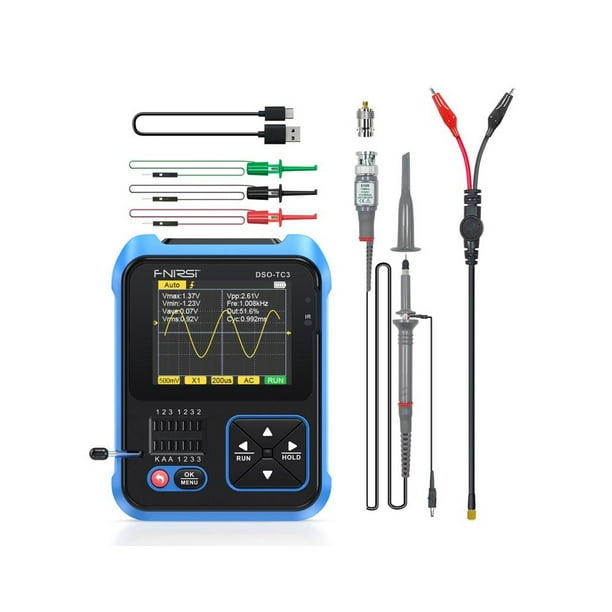 Eigraketly DSO-TC3 Tester Detector de osciloscopio digital Generador de señal 2 en 1 Detect PWM Out Transistor de ancho de banda de 200 kHz Medidores de medidas dimensionales Configuración alta