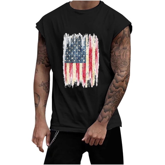 WREESH Men's Round Neck Cap Sleeve Top Sporty Graphic Tank Tops for Active Lifestyles Black