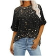 thumbnail image 1 of Pisexur Hauts pour Femmes Mode Décontractée Manches Courtes Col Rond T-Shirts Confortables Amples Imprimé Floral Blouses Printemps Été Hauts Élégants Imprimés Graphiques Grandes Tailles Tops de Sortie S-5TG, 1 of 7