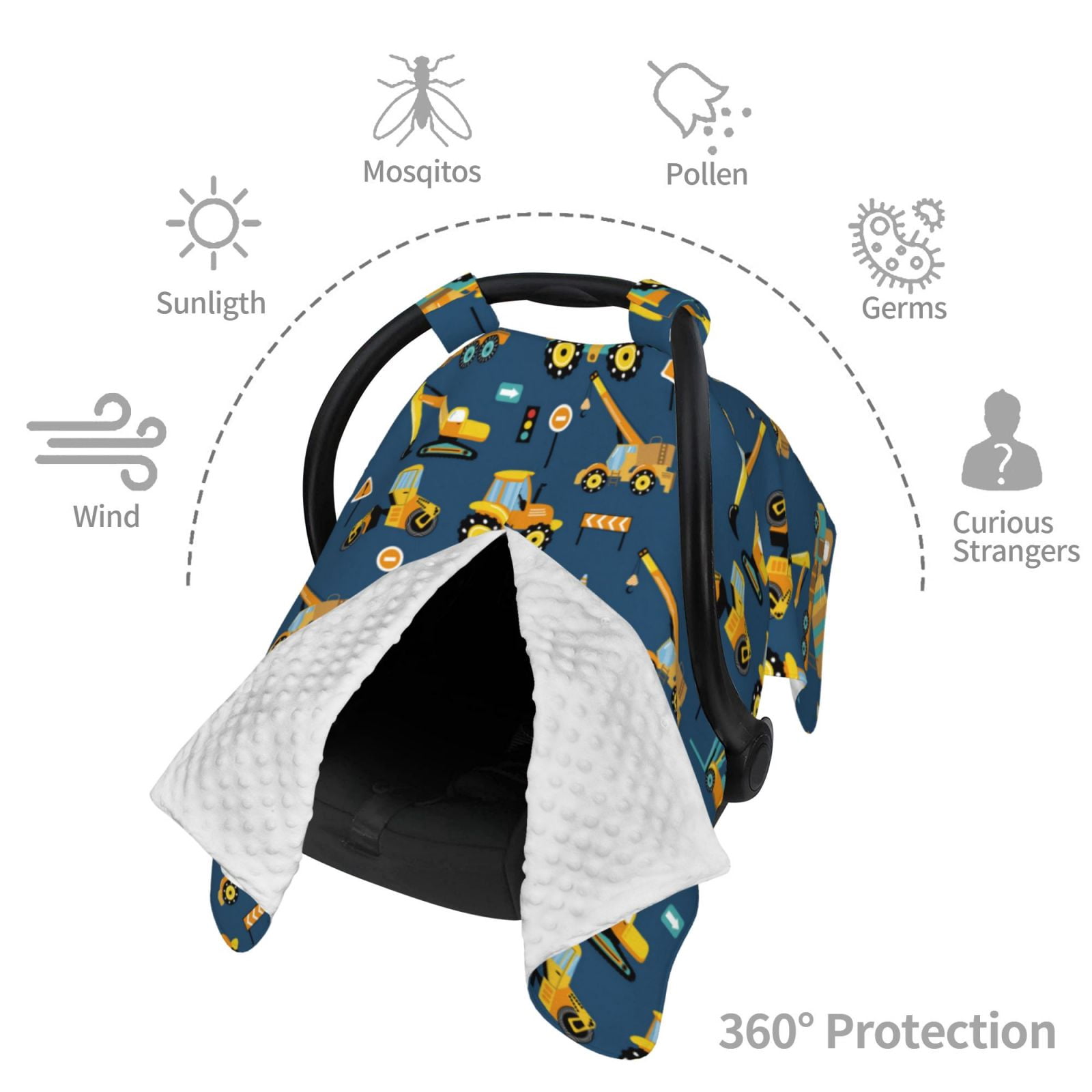 Car Seat Cover Baby - Modern excavator C Breathable Infant Car Seat Cover for Baby Carseat, Lightweight Comfort Baby Essentials Must Haves Newborn Stuff for Girl Boy