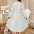 thumbnail image 3 of Inglocry Girls Long Sleeve Dress Fashion High Low Flowy Swing Semi Formal Party Dresses with Belt White 9-10Y, 3 of 3