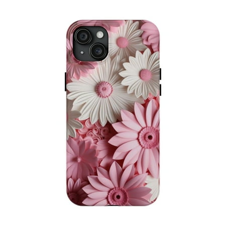 iPhone Tough Case - Flowers Floral Popping 3D Soft Pink Blooming Accessory - iPhone 15 Plus