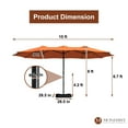 thumbnail image 6 of 15ft Large Patio Umbrellas with Base Included, Outdoor Double-Sided Rectangle Market Umbrella with Crank Handle, for Pool Lawn Garden, 6 of 9