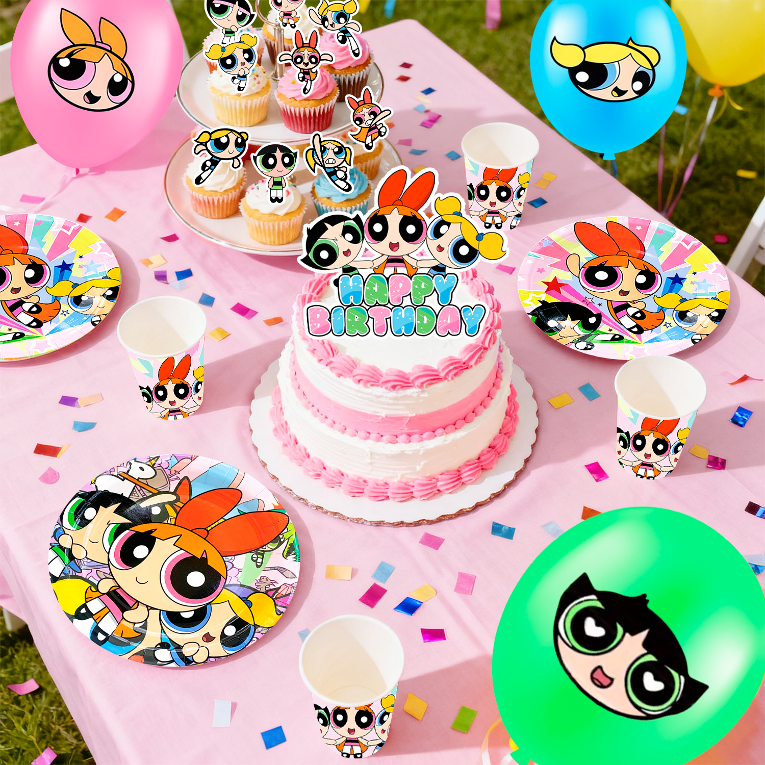 112Pcs Girls Birthday Decorations & Party Tableware Set - Girls Birthday Banner Balloons Plates Napkins etc. Girls Birthday Party Supplies for Kids