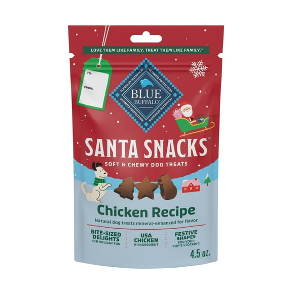 Blue Buffalo Santa Snacks Soft-Moist Dog Bits for Training, Chicken, 4.5-oz. Bag