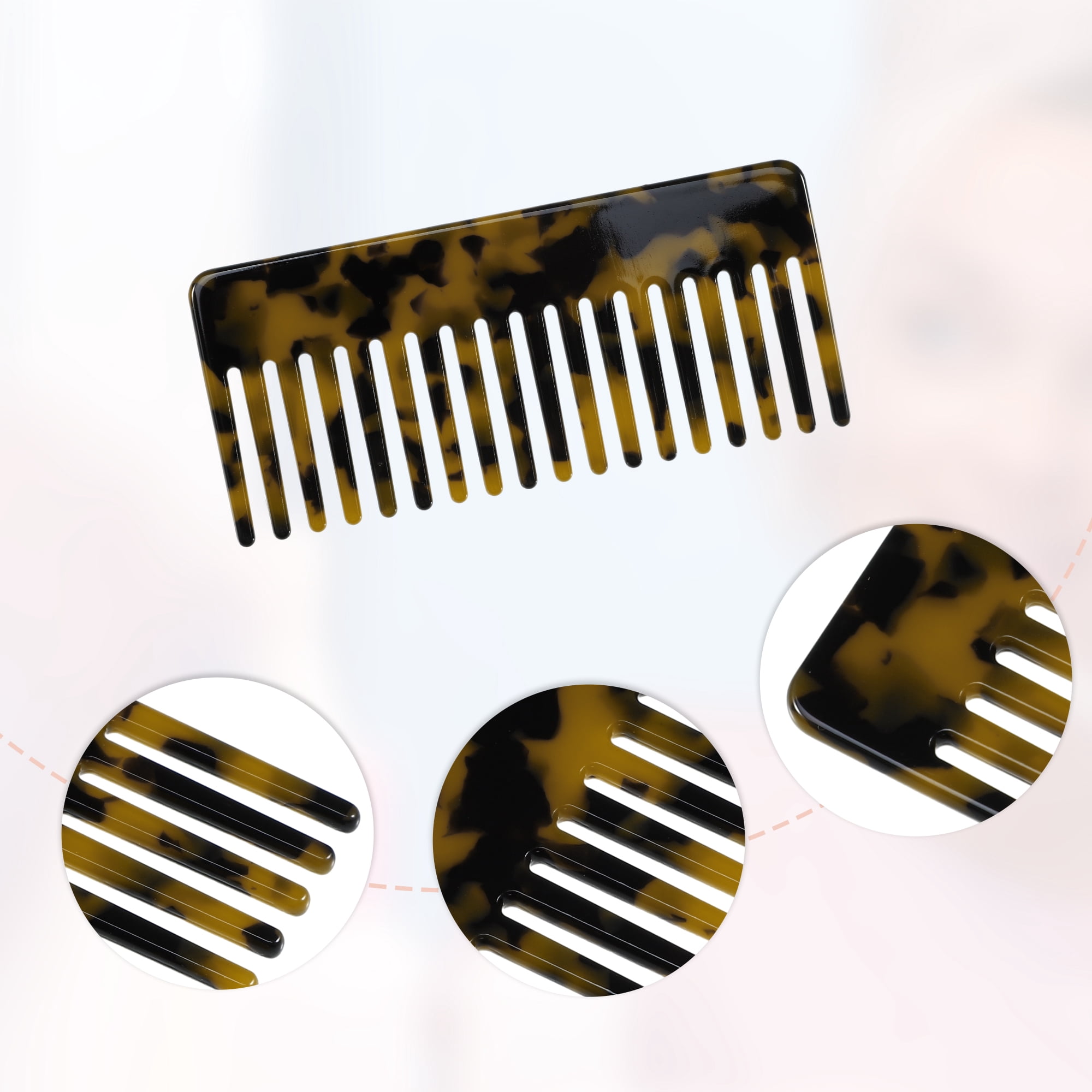 Unique Bargains 1Pc Women Heat Resistant Wide Tooth Comb Brown and Yellow