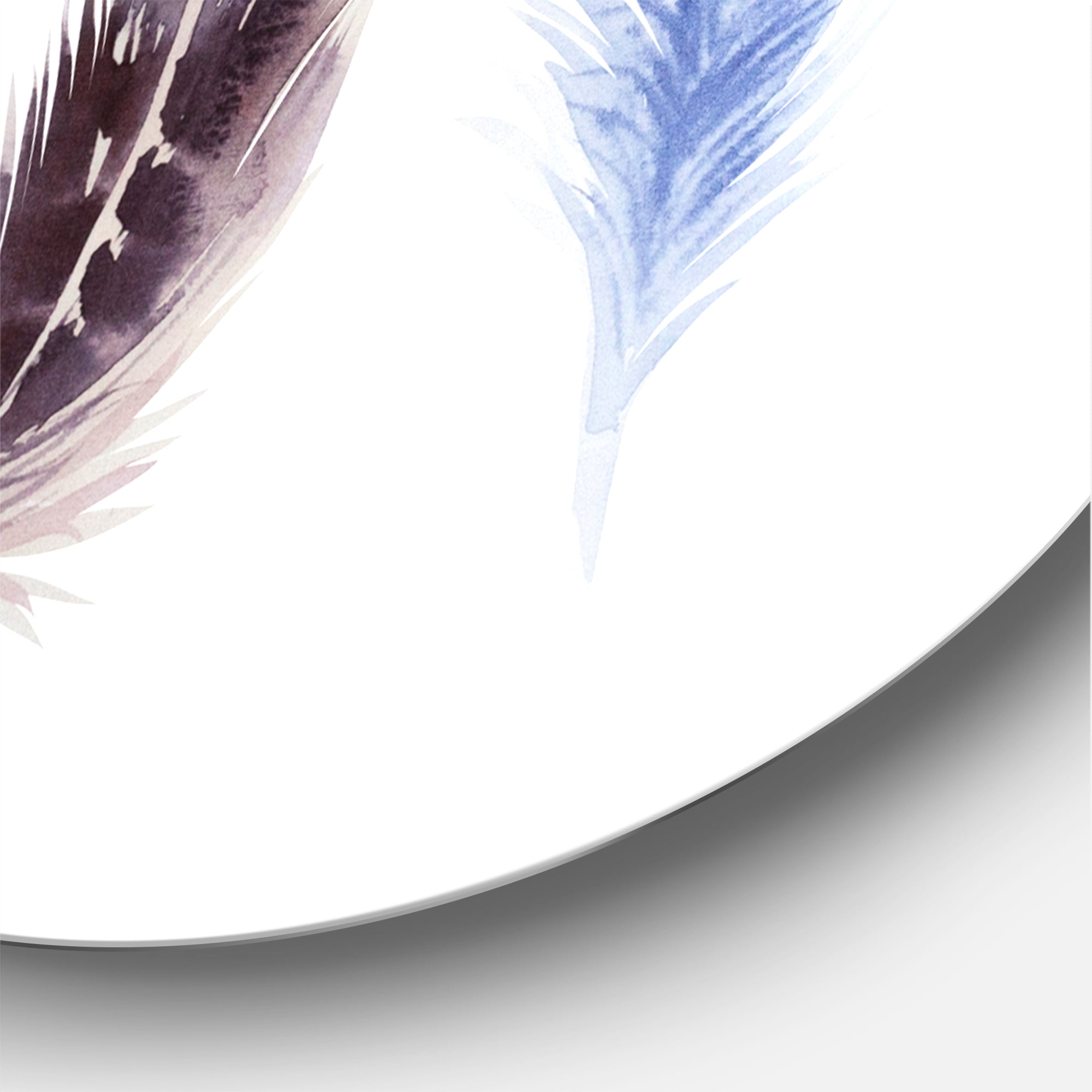 Designart 'Colourful Boho Feather Set On White VIII' Bohemian & Eclectic Circle Metal Wall Art 11x11 - Disc of 11
