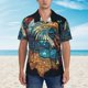 thumbnail image 2 of Balery Stained Glass Eagle USA Camisas hawaianas de manga corta para hombre, camisas playeras de corte holgado, camisas de vacaciones con botones,Medium, 2 of 7
