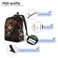 thumbnail image 4 of Lsque Classical Rose Crown Skull Pattern Canvas Daypack, Durable Backpack, High-quality Versatile Backpack,Vintage Compact Backpack-Medium, 4 of 6