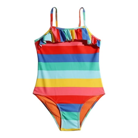 

Rovga Girls Swimsuit Thin Straps Beach Sports Swimsuit Summer Holiday Beach Rash Guard Swimwear For 7-11 Years Beachwear