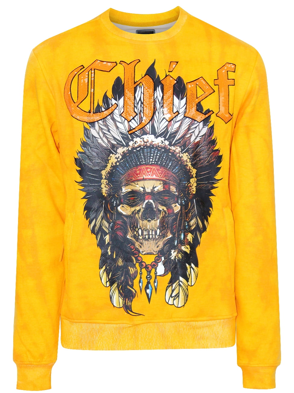 Motive Denim Chief Men’s Graphic Tie Dye Crewneck Sweatshirt Top with