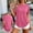 *Hot Pink, variant on Women's Crew Neck Short Sleeve Curved Hem T-Shirt,Casual Loose Fit Solid Top Army Green,Women's Plus XL