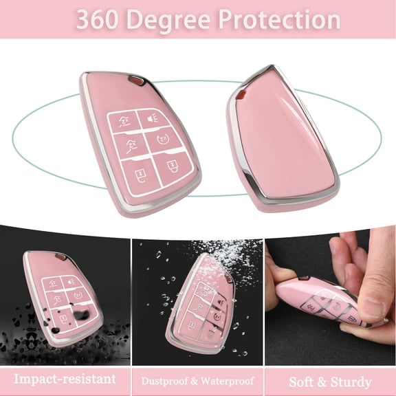 for Chevy Key Fob Cover - Soft TPU Protection Case with Keychain for 2021-2025 Chevy Suburban Tahoe GMC Yukon Denali Silverado Buick Enclave Smart Remote Key Shell （6 Buttons