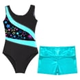thumbnail image 3 of YONGHS Gymnastics Leotards for Girls Sparkle Two-piece Tumbling Outfits Sports Swimming Tracksuit Star Black 14, 3 of 7
