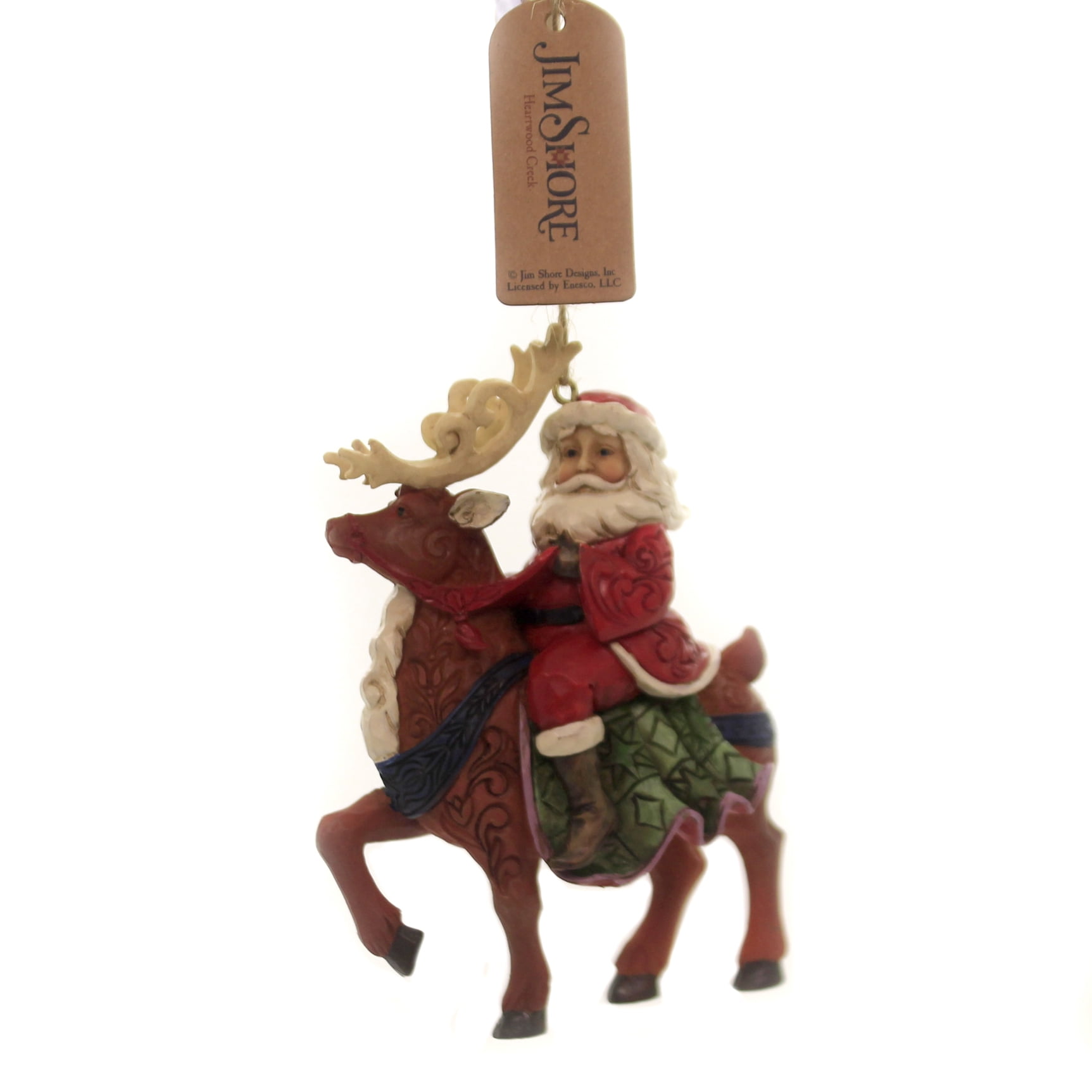 Jim Shore SANTA RIDING REINDEER Polyresin Christmas Ornament 6004305
