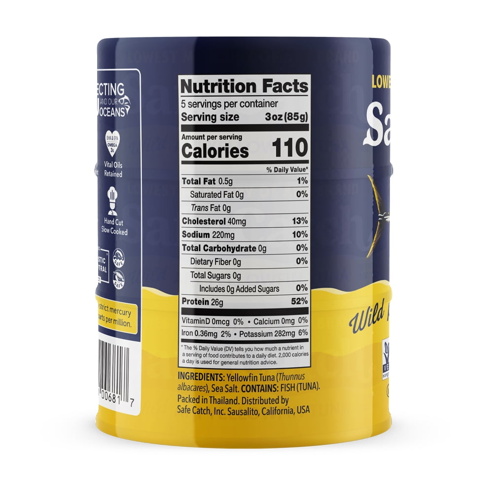Safe Catch Wild Ahi Yellowfin Tuna, 3 Pack, 5 oz Cans – Low-Mercury, High-Protein Canned Tuna