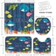 thumbnail image 2 of Juego de cortina de ducha con diseño de conchas marinas de playa, tapa de inodoro y alfombras antideslizantes, juego de 4 cortinas de ducha con diseño de estrellas de mar y 12 ganchos, juego de baño, 2 of 7