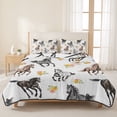thumbnail image 3 of King Quilt Set 96''x106'', Spring Flowers Lightweight Bedspread Coverlet Set with 2 Pillow Shams, Black Brown White Horse Country Vintage Breathable All Season Quilt Bedding for Bedroom/Guest Room, 3 of 9
