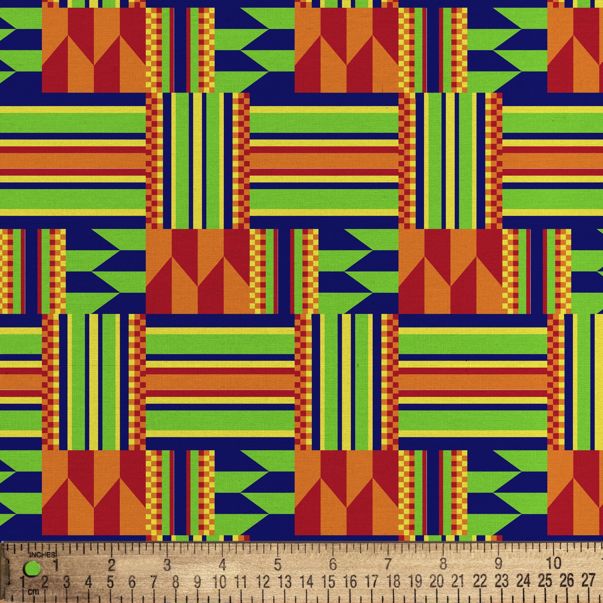 1 Yard 100% Cotton Kente Squares, Navy, 44" Wide for Quilting & Sewing by David Textiles