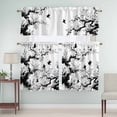 thumbnail image 5 of Spring Flowers Curtain Valances Set Black Bird Peaches Flower Water Ink Painting Kitchen Curtains 24&nbsp;inch Length Rod Pocket Valance and Tiers 3 Piece Set Small Bedroom Bathroom Laundry Decor, 5 of 9