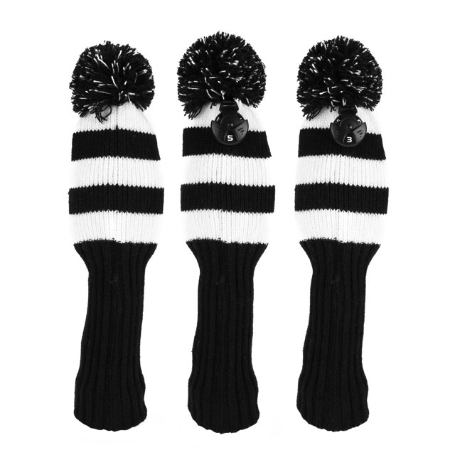 Stripes Knitted Golf Club Head Covers Juego de 3 piezas 1 3 5 Driver y Fairway HeadCovers Se adapta a los drivers