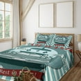 thumbnail image 3 of Ambesonne Retro Fitted & Top Sheet Set with Shams, Car Wash Sign Commercial, Red Teal, 3 of 8