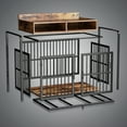 thumbnail image 6 of ModFurne Large Dog Crate Furniture with Drawers Storage, Puppy Dog Kennel Indoor with Double Doors, Brown, 6 of 8