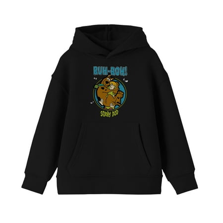 Scooby Doo Cartoon Scooby & Shaggy Ruh Roh Youth Boys Black Hoodie-XS