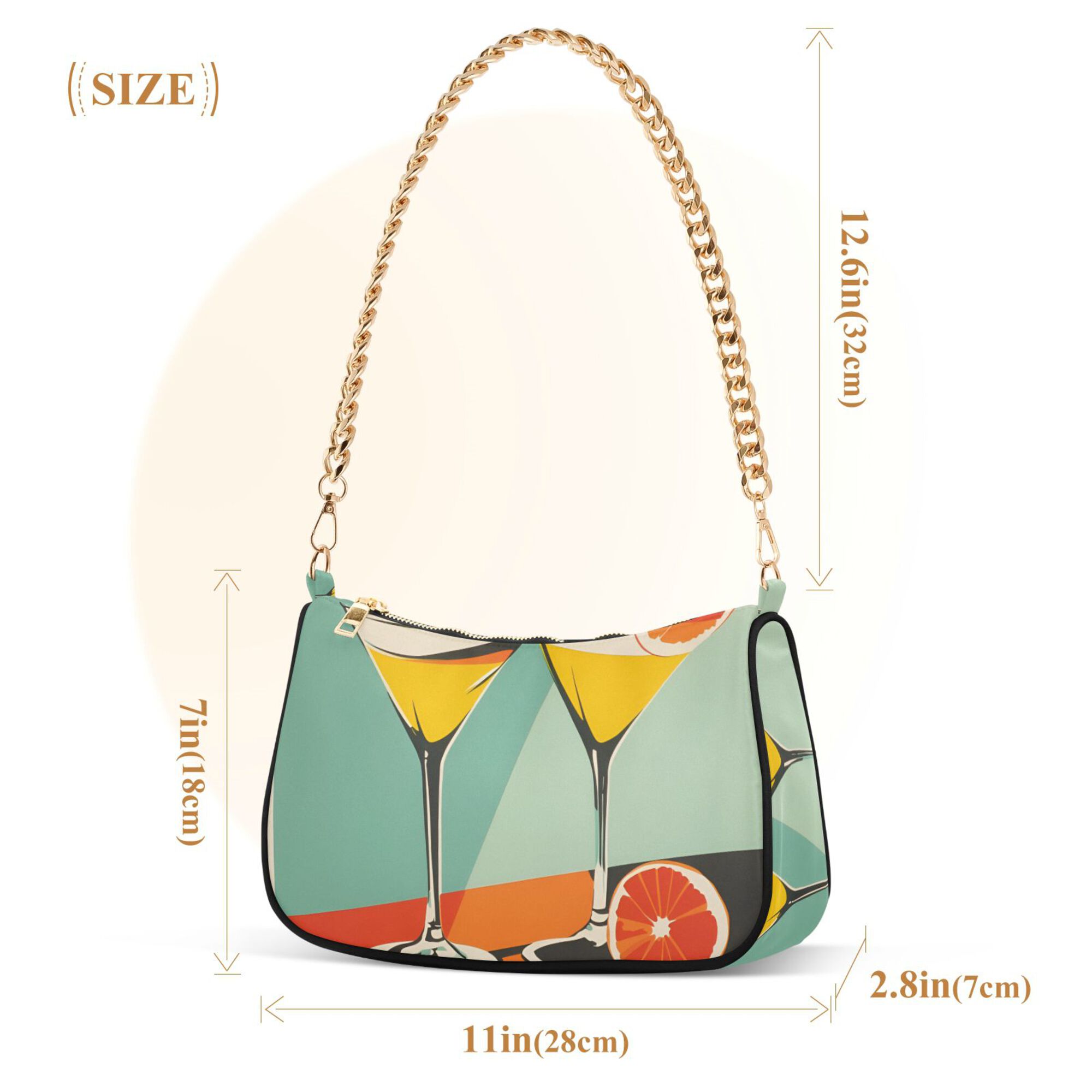 FORMRS Womens Shoulder Bag with Chain Strap Clutch Purse Cute Tote Handbag, Green Glasses