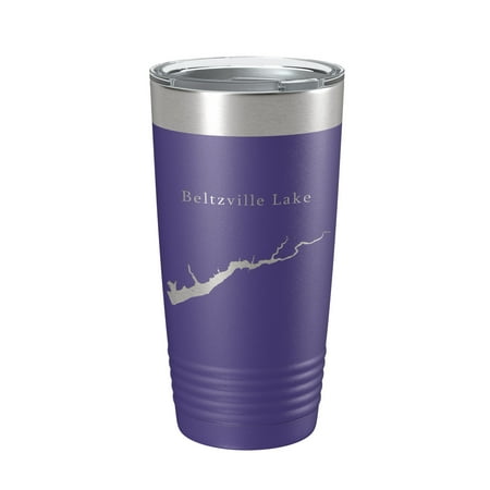

Beltzville Lake Map Tumbler Travel Mug Insulated Laser Engraved Coffee Cup Pennsylvania 20 oz Purple