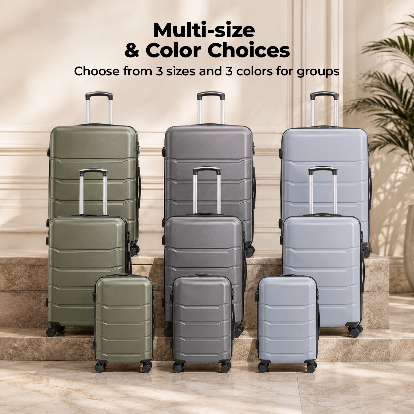 Alvantor 20/24/28 Inch Luggage, Set Suitcase Spinner Hardshell Lightweight TSA Lock, Durable ABS Lightweight Suitcase for Travel