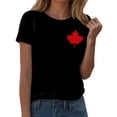 thumbnail image 4 of Cnbwig Tops for Womens Graphic Tees for Canada Day Celebration Letter Printed Maple Leaf Shirts Casual Short Sleeve Round Neck Top, 4 of 5