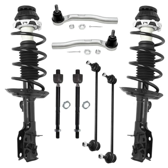 Detroit Axle - 8pc Front Suspension Kit for 2009-2014 Honda Fit [Gas], 2 Struts with Coil Springs 4 Inner Outer Tie Rod Ends 2 Sway Bars 2010 2011 2012 2013 Replacement