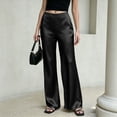 thumbnail image 2 of Yungyresw Women's Satin Dressy Pants Casual High Waisted Wide Leg Palazzo Pants Flowy Loose Business Work Trousers For Women Black M, 2 of 6