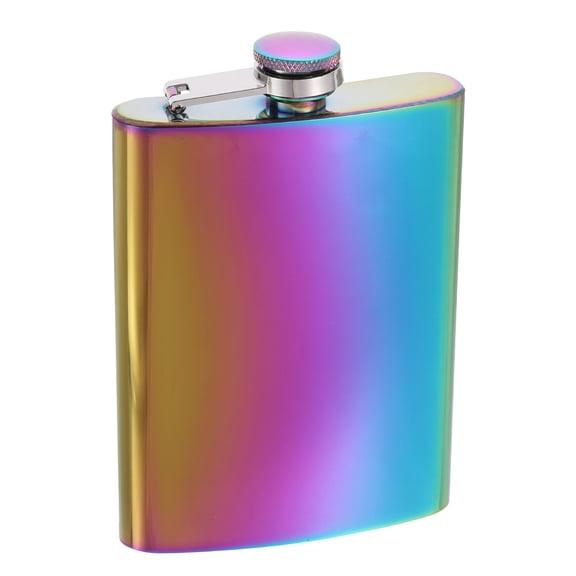 Uxcell 8oz 230ml Stainless Steel Hip Flask for Camping Hiking Outdoor Activity, Rainbow