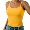 thumbnail image 2 of Women Spaghetti Strap Neck Ribbed Tank Tops Slim Fitted Camisole Basic Sleeveless Layering Shirts Yellow L, 2 of 5