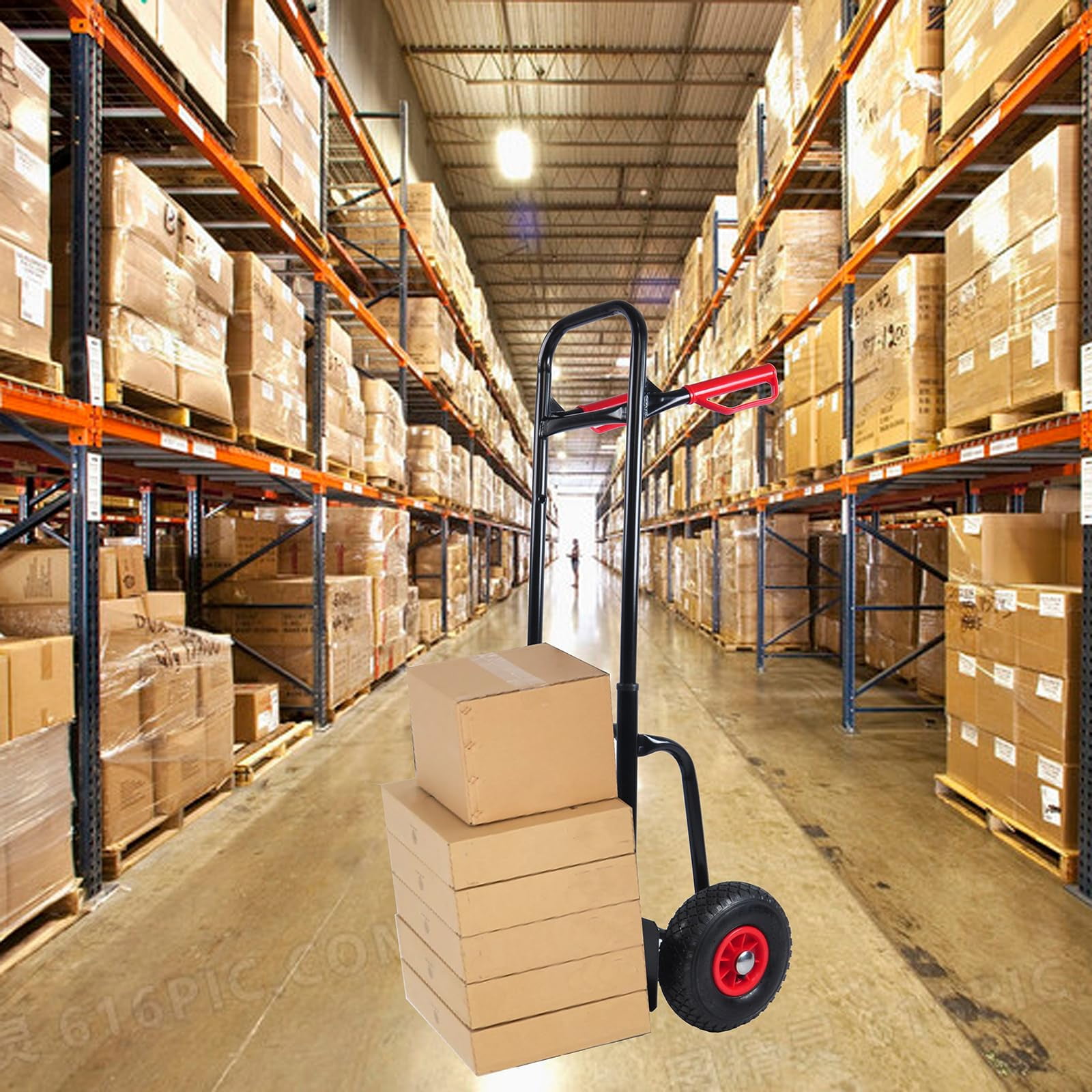 Heavy Duty Hand Truck Dolly, 2 Wheel Moving Truck Cart With Double Handles, 330lbs Capacity Steel Trolley, Platform Truck for Moving/ Warehouse/ Garden/ Grocery