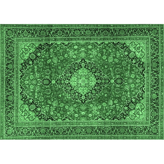 Ahgly Company Indoor Rectangle Medallion Emerald Green Traditional Area Rugs, 3' x 5'